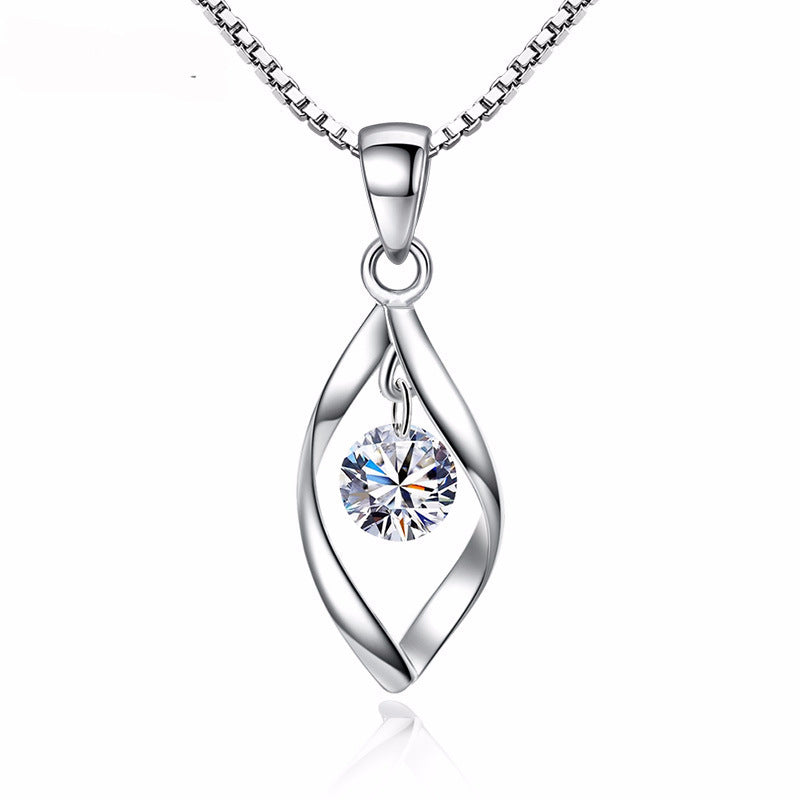 Ametra Eternal Twist – Zirconia Solitaire Pendant Necklace