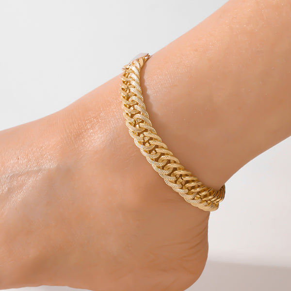 Ametra Sahara Luxe – Engraved Double-Woven Gold Anklet