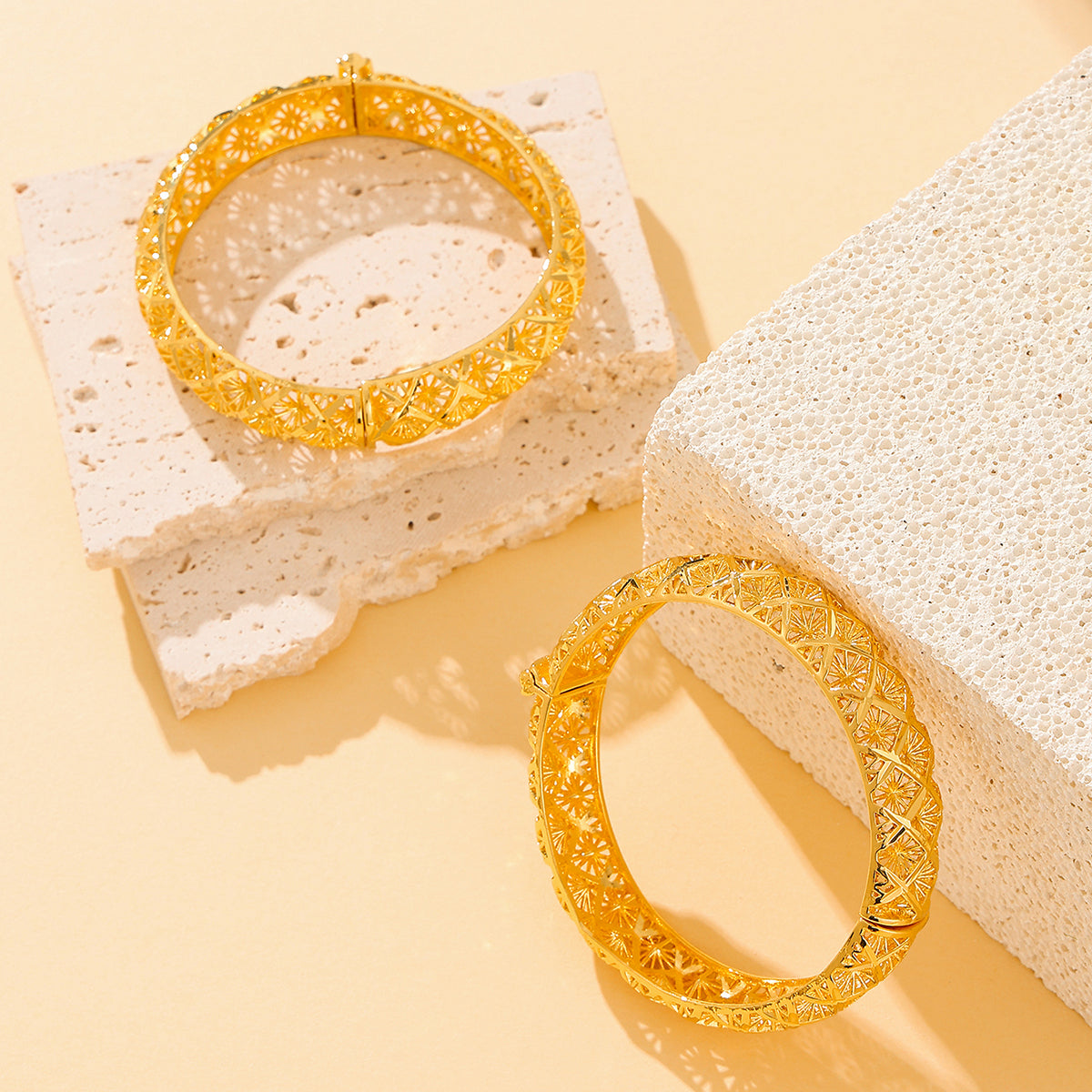 Ametra Vintage Heirloom – 18k Gold-Plated Sculpted Floral Bracelet