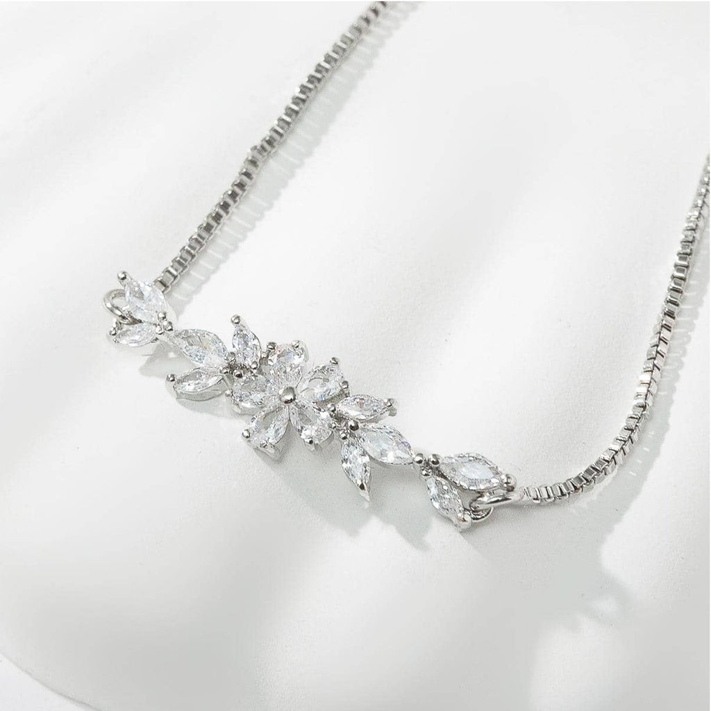 Ametra Radiant Bloom – Zirconia Leaf Drawstring Bracelet