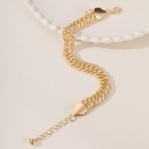 Ametra Sahara Luxe – Engraved Double-Woven Gold Anklet